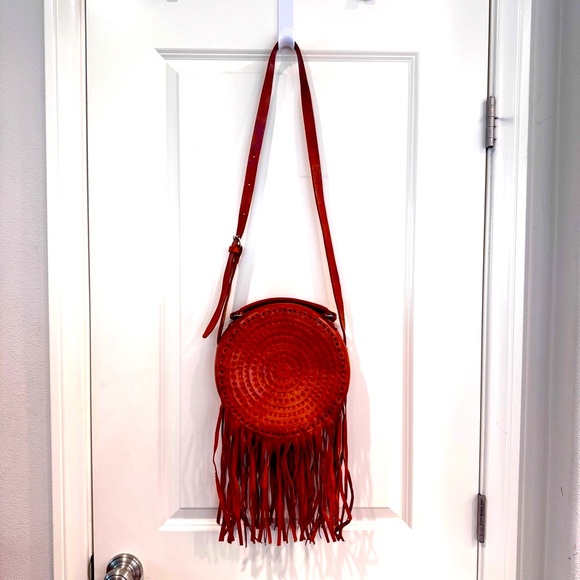 BOHO BROWN ROUND FRINGED LEATHER CROSSBODY BAG DESIGNED WITH FRINGES BRAND NEW - Picture 10 of 10